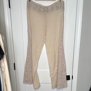Free People‎ Cream Lace Flare Pants - M
